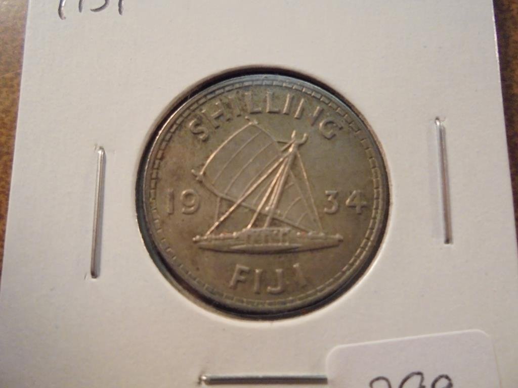 1934 FIJI SILVER SHILLING: You must call or email us with your credit card number directly