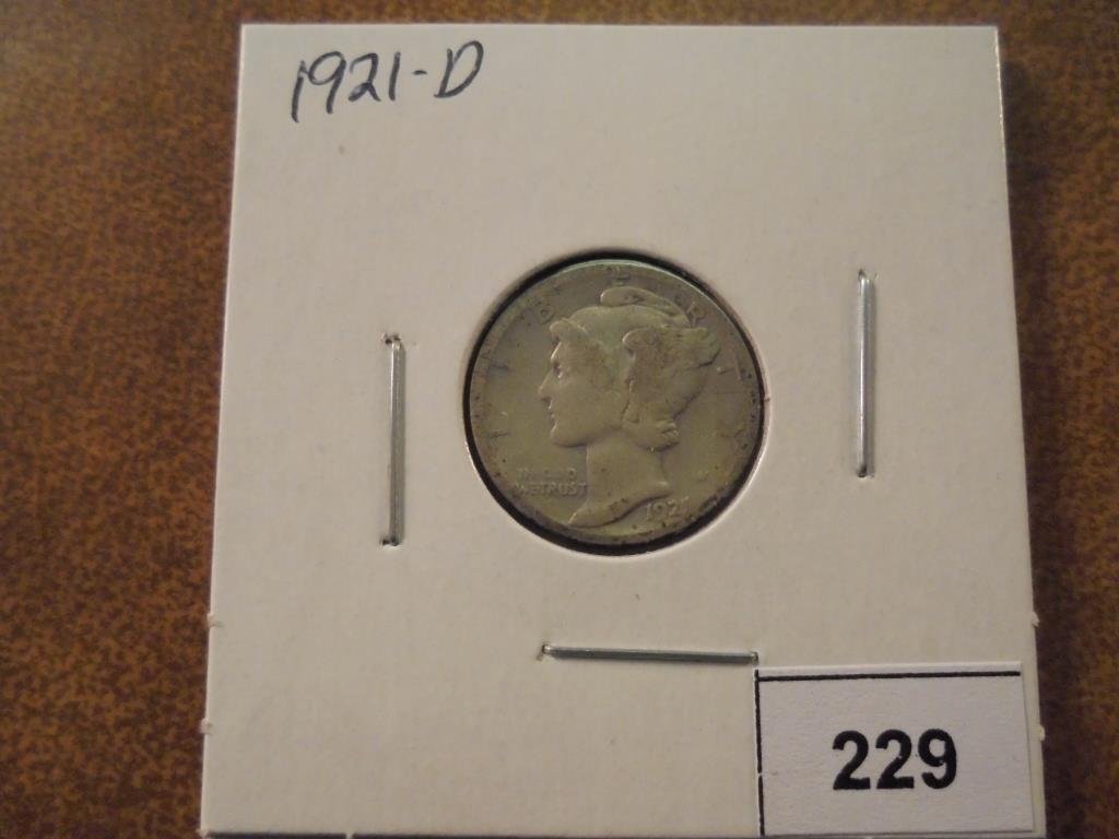 1921-D MERCURY DIME KEY DATE: You must call or email us with your credit card number directly