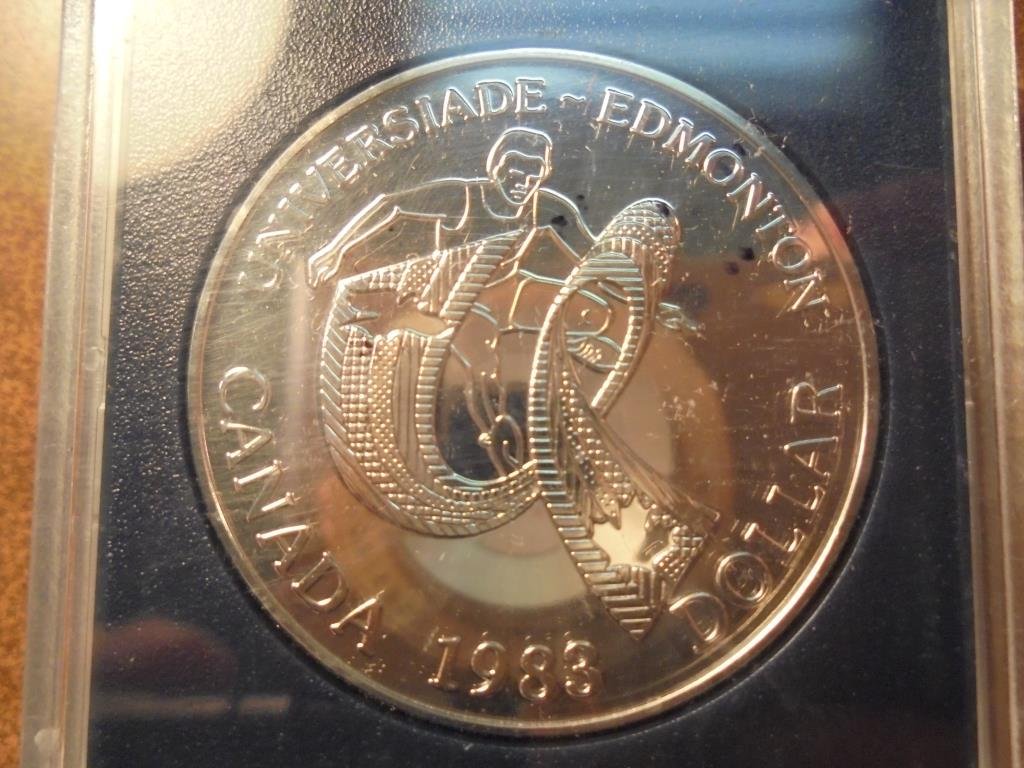 1988 CANADA EDMONTON SILVER DOLLAR PROOF .3750 OZ. ASW, (1 of 2)