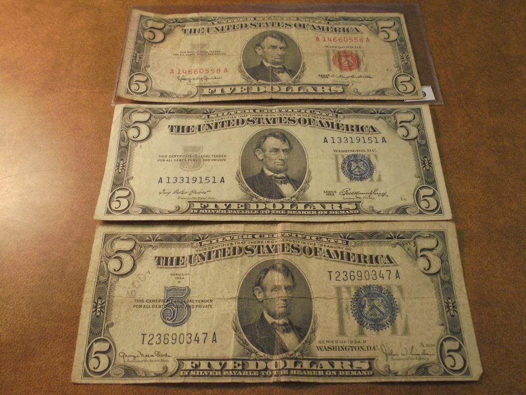 $5 CURRENCY LOT SEE DESCRIPTION 1934-D SILVER (1 of 2)