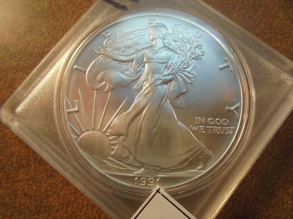 1991 AMERICAN SILVER EAGLE UNC (1 of 2)