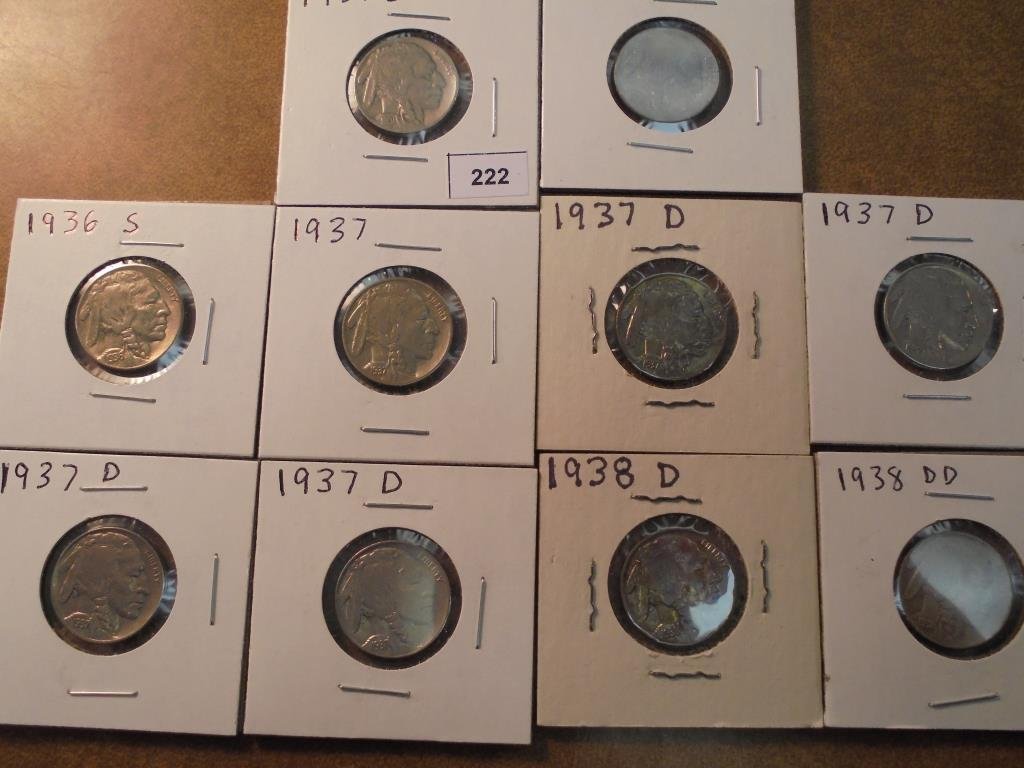 10 ASSORTED BUFFALO NICKELS SEE DESCRIPTION 1931-S VERY (1 of 2)