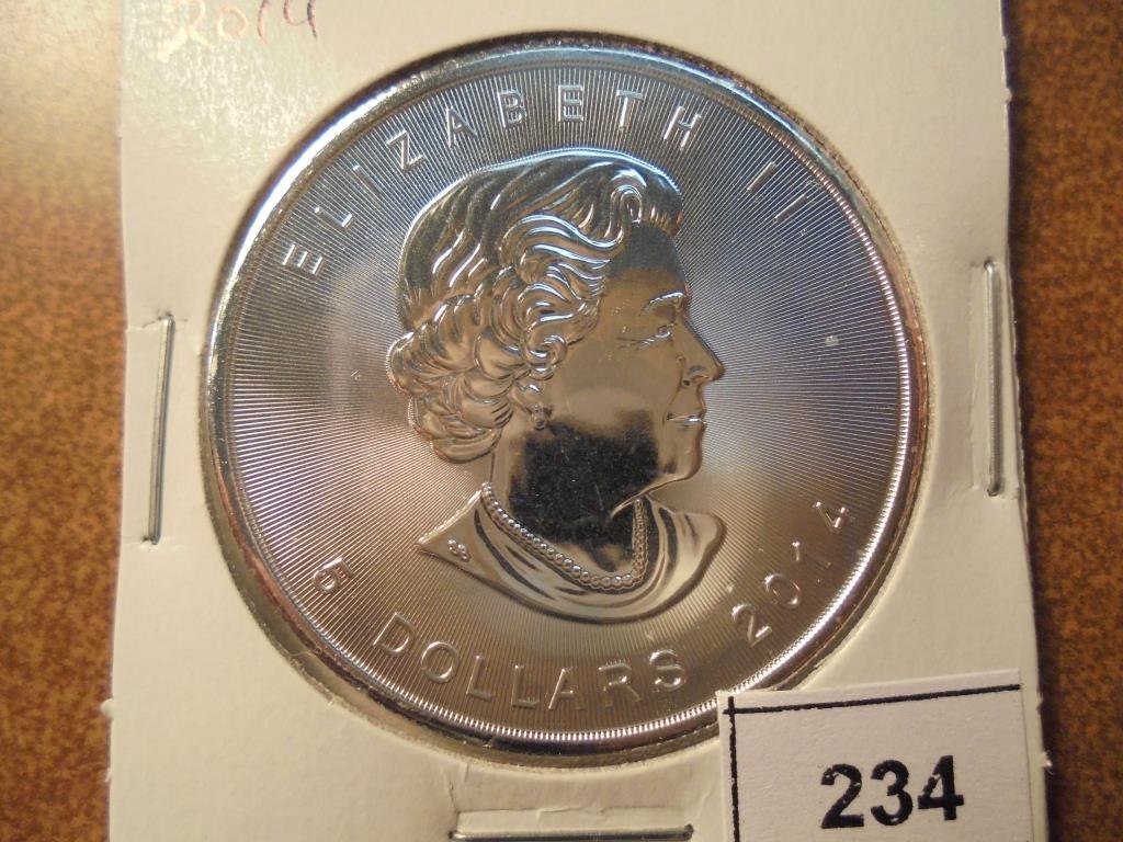 2014 CANADA SILVER $5 MAPLE LEAF WITH MAPLE LEAF PRIVY, (1 of 2)