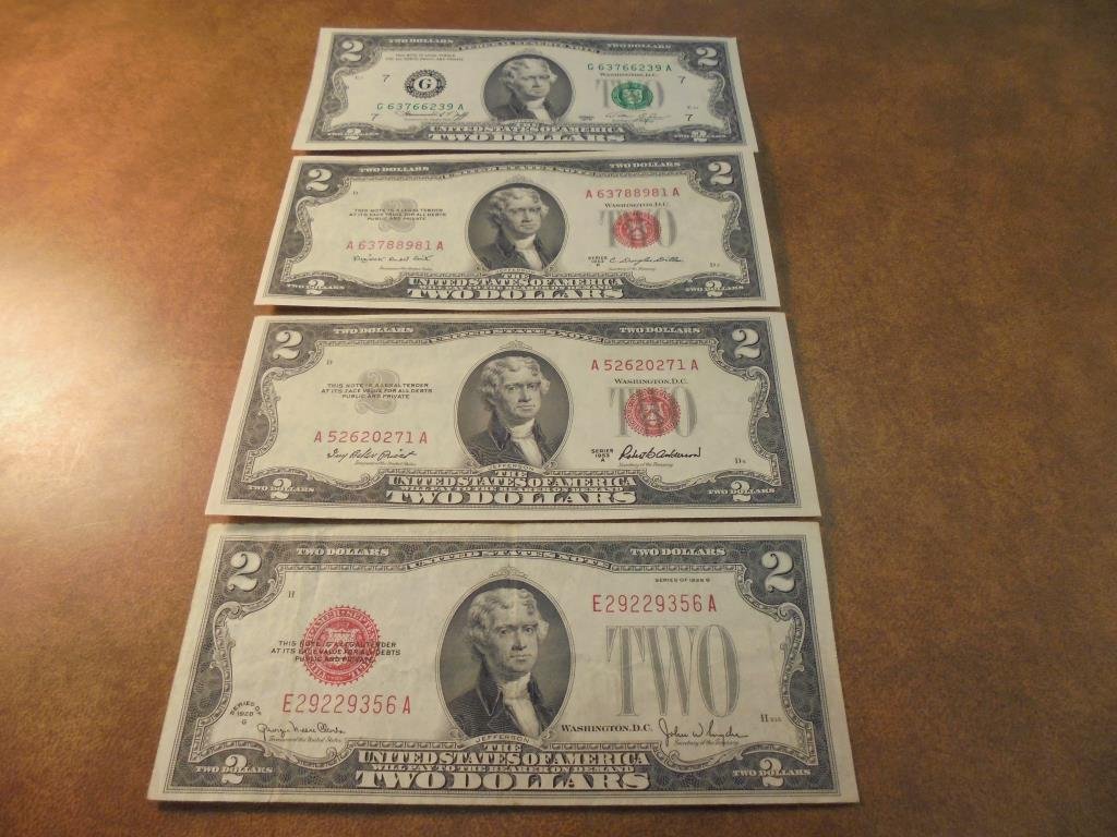 1928-G,53-A & 53-B $2 US NOTES & 1976 $2 FRN THE FRN IS (1 of 2)