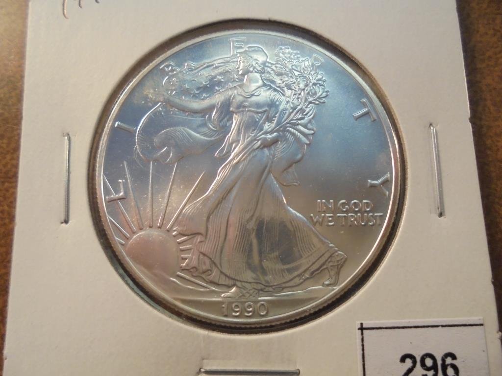 1990 AMERICAN SILVER  EAGLE UNC (1 of 2)