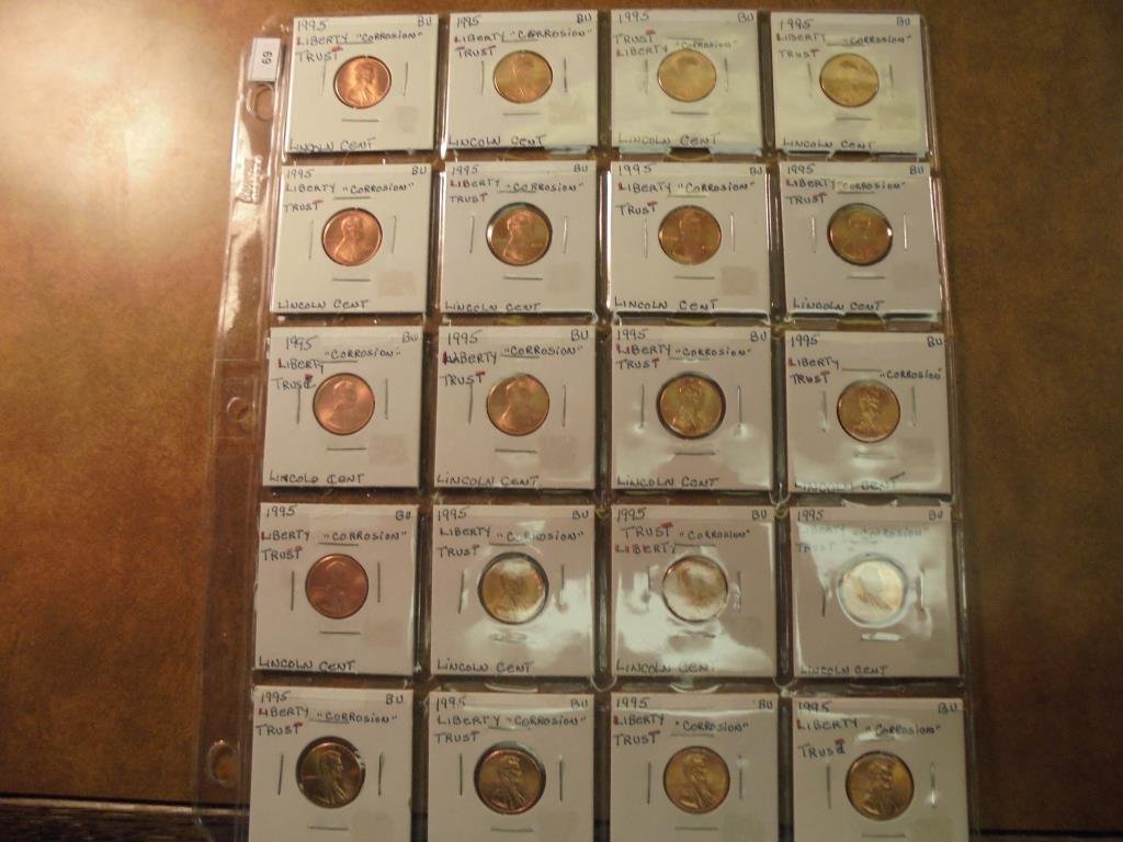 20-MINOR ERROR 1995 LINCOLN CENTS WITH CORROSION ERROR (1 of 2)