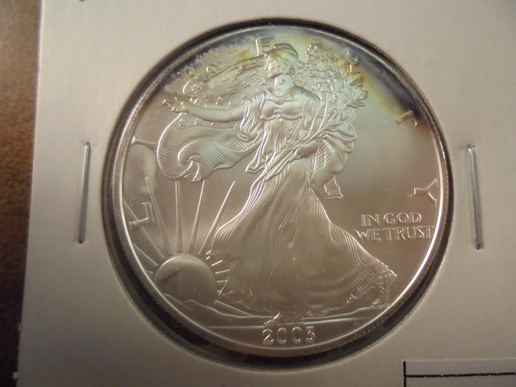 2003 AMERICAN SILVER EAGLE UNC TONING SPOT (1 of 2)