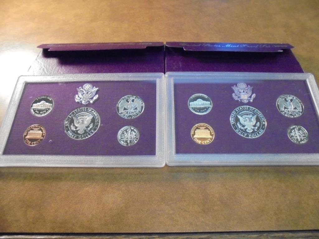 1990 & 1992 US PROOF SETS (WITH BOXES) (1 of 2)