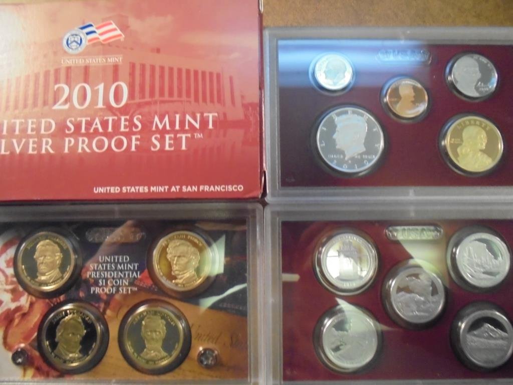 2010 SILVER US PROOF SET (WITH BOX) 14 PIECES INCLUDES (1 of 2)
