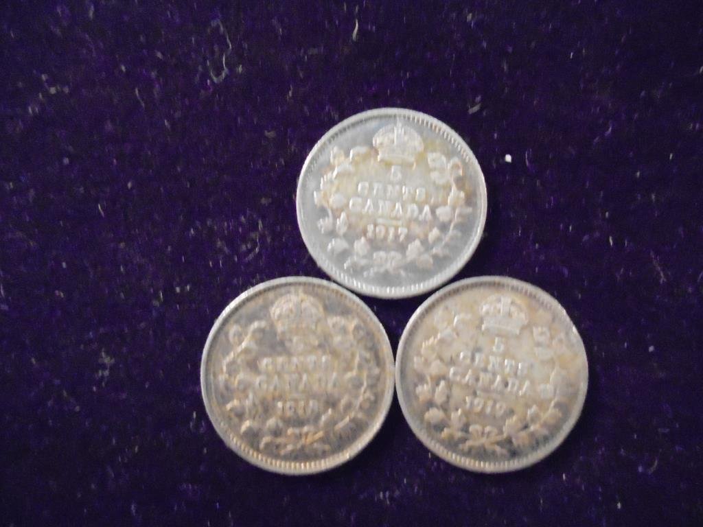 1917,18 & 1919 CANADA SILVER 5 CENTS (1 of 2)