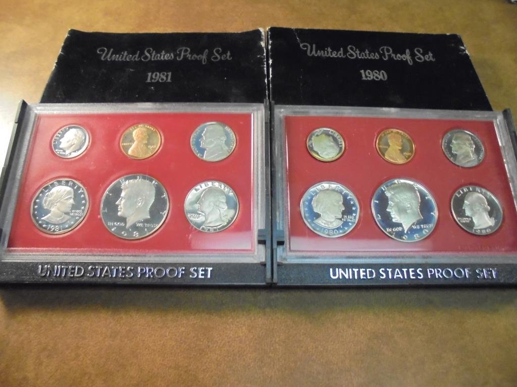 1980 & 1981 US PROOF SETS (WITH BOXES) (1 of 2)