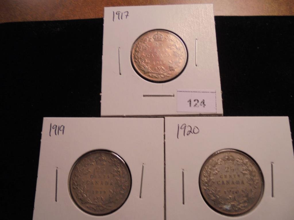 1917,19 & 1920 CANADA SILVER 25 CENTS (1 of 2)