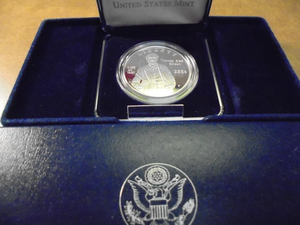 2004-P EDISON PROOF SILVER DOLLAR ORIGINAL US MINT: ORIGINAL US MINT PACKAGING