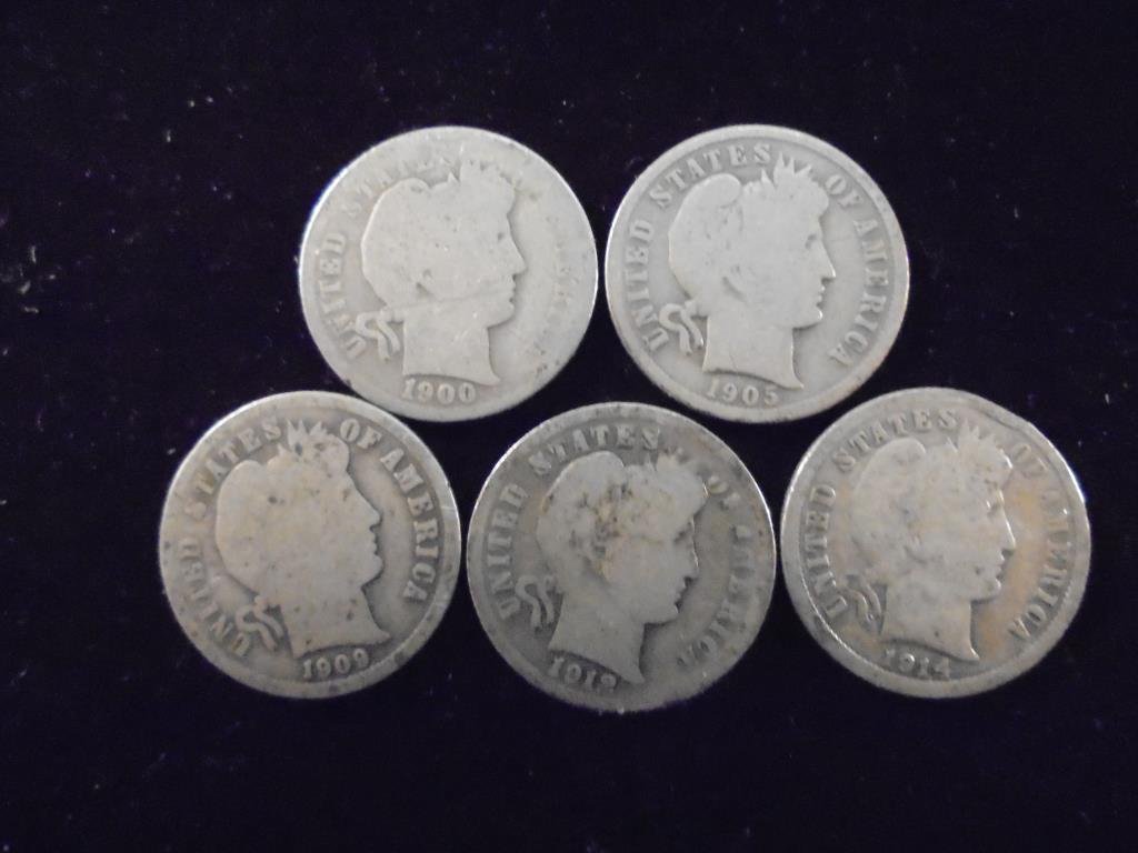 1900,05,09,12-D & 14 BARBER DIMES: You must call or email us with your credit card number directly
