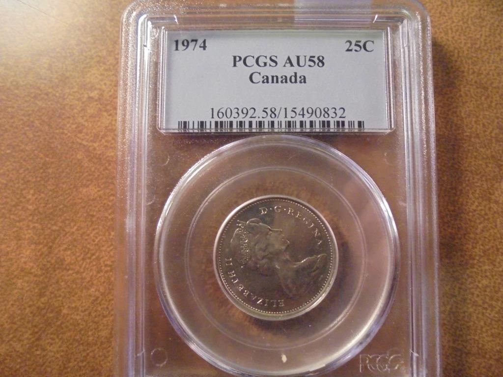 1974 CANADA 25 CENT PCGS AU58 (1 of 2)