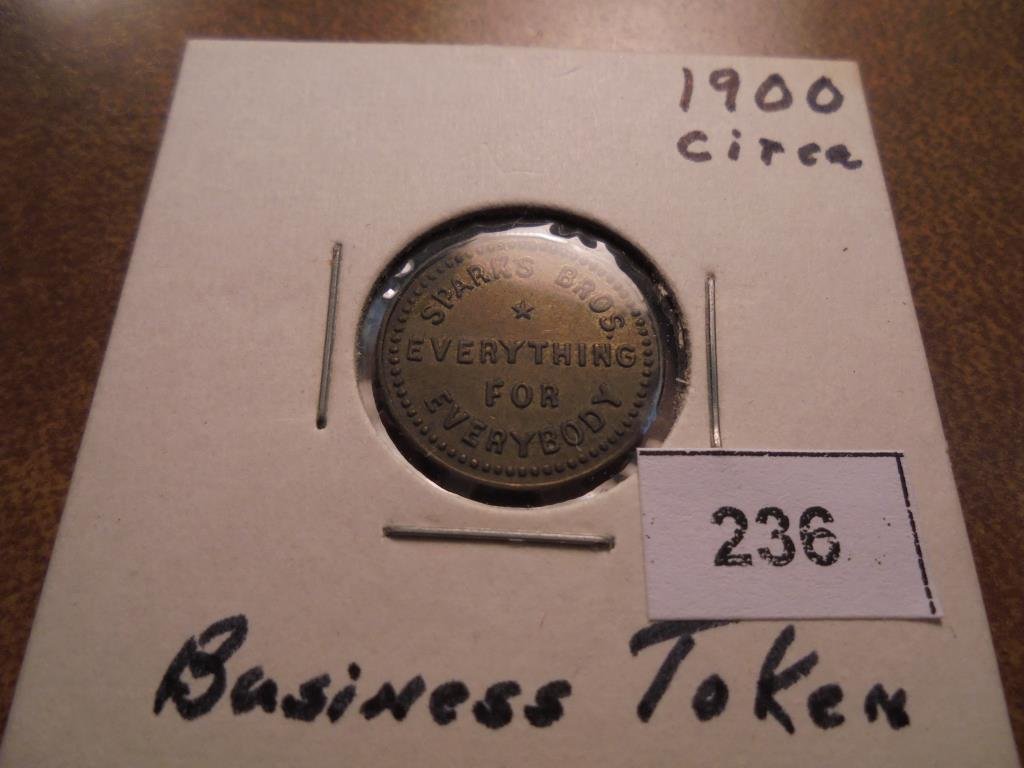 CIRCA 1900 BUSINESS TOKEN SPARKS BROTHERS GOOD FOR 1 (1 of 2)
