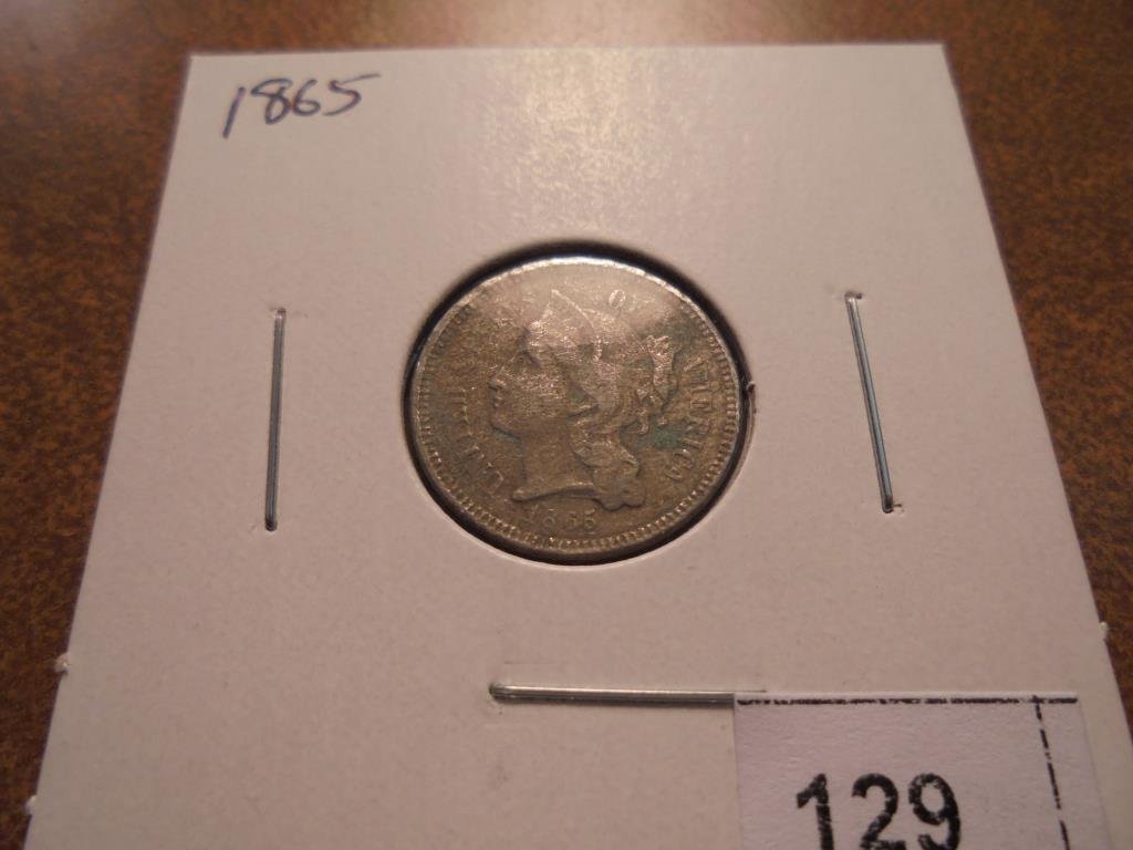 1865 THREE CENT PIECE (NICKEL) WITH VIRIGRIS (1 of 2)