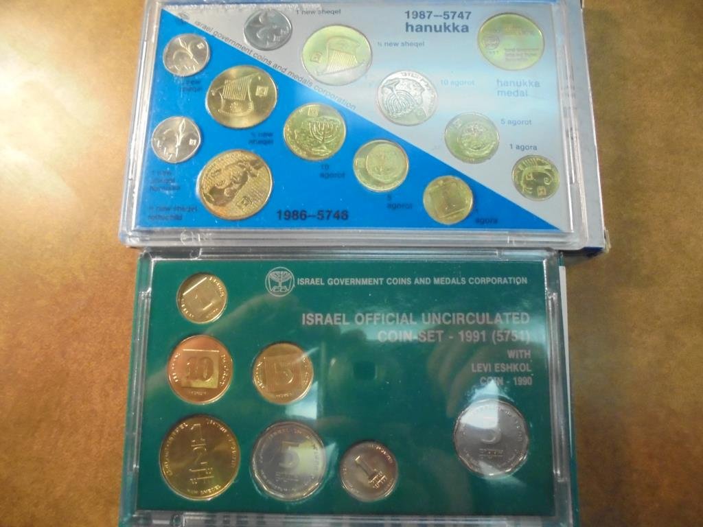1987 & 1991 ISRAEL OFFICIAL UNC COIN SETS ORIGINAL US (1 of 2)