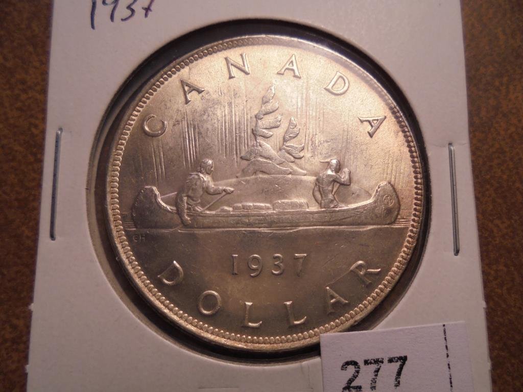 1937 CANADA SILVER DOLLAR AU+ (1 of 2)