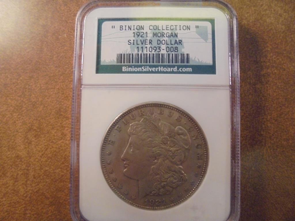 BINION COLLECTION 1921 MORGAN SILVER DOLLAR (1 of 2)