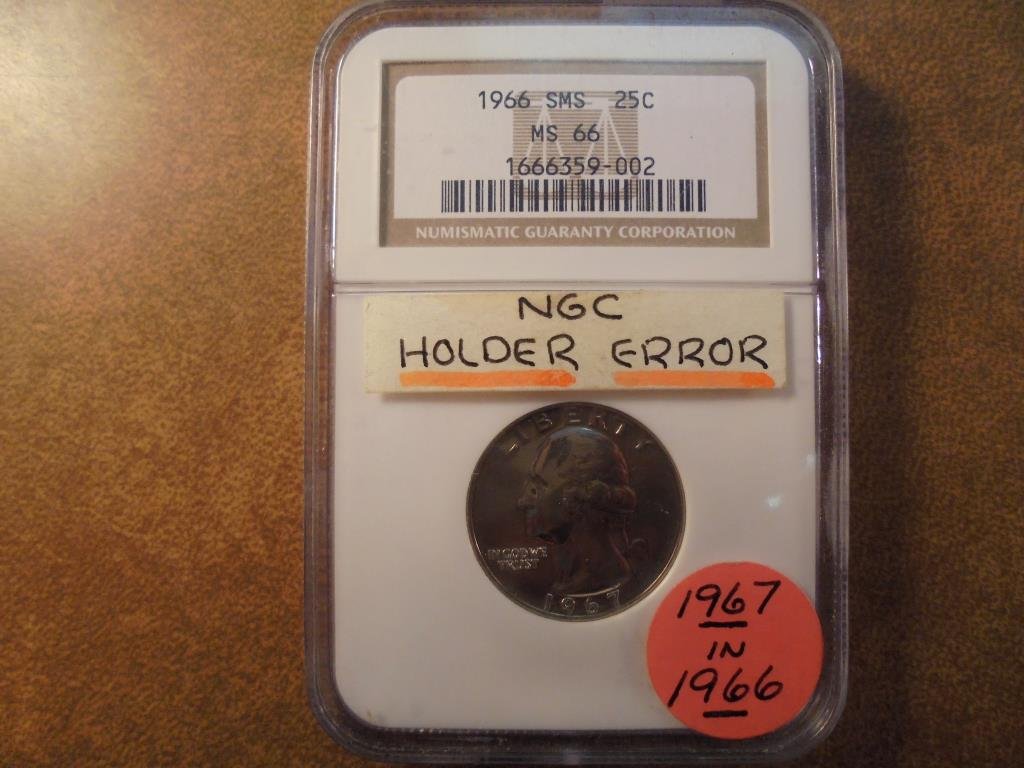 ERROR NGC SLAB 1967 WASHINGTON QUARTER IN 1966 SMS MS66 (1 of 2)