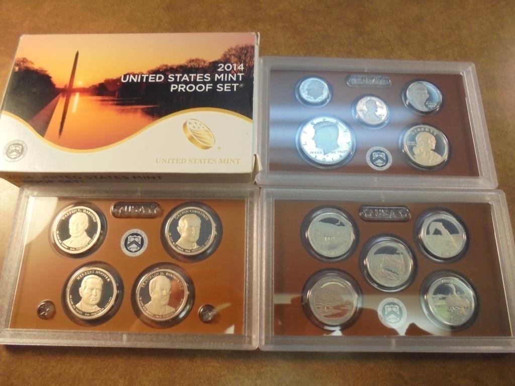 2014 US PROOF SET (WITH BOX) 14 PIECES INCLUDES (1 of 2)