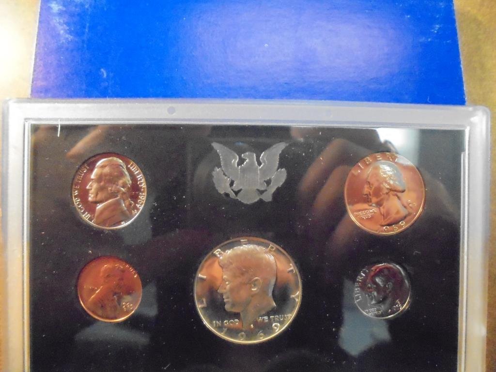 1969 US PROOF SET WITH BOX, 40% SILVER JFK HALF (1 of 2)