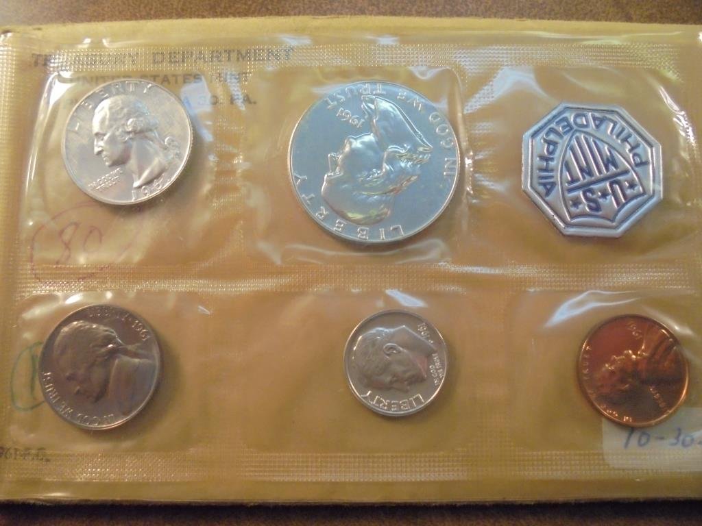 1961 US SILVER PROOF SET (WITH ENVELOPE) (1 of 2)
