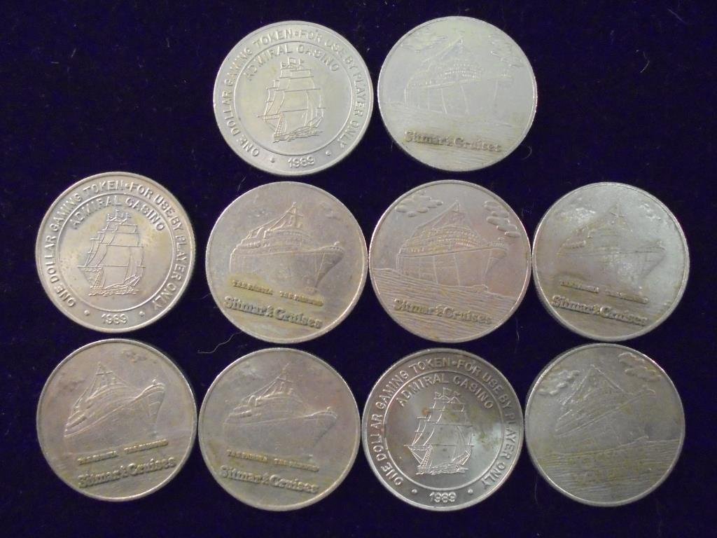 10 ASSORTED $1 CASINO/GAMING TOKENS FROM CLOSED CASINOS: CLOSED CASINOS
