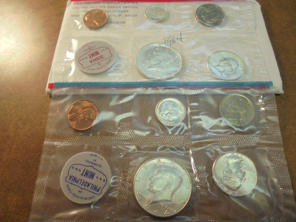 1964 SILVER US MINT SET (UNC) P/D (WITH ENVELOPE) (1 of 2)