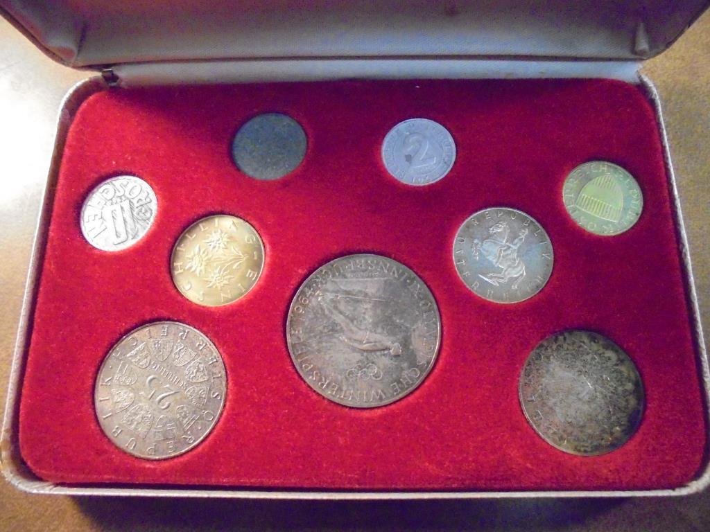 1964 AUSTRIA OLYMPIC PROOF SET 9 COINS WITH SILVER (1 of 3)
