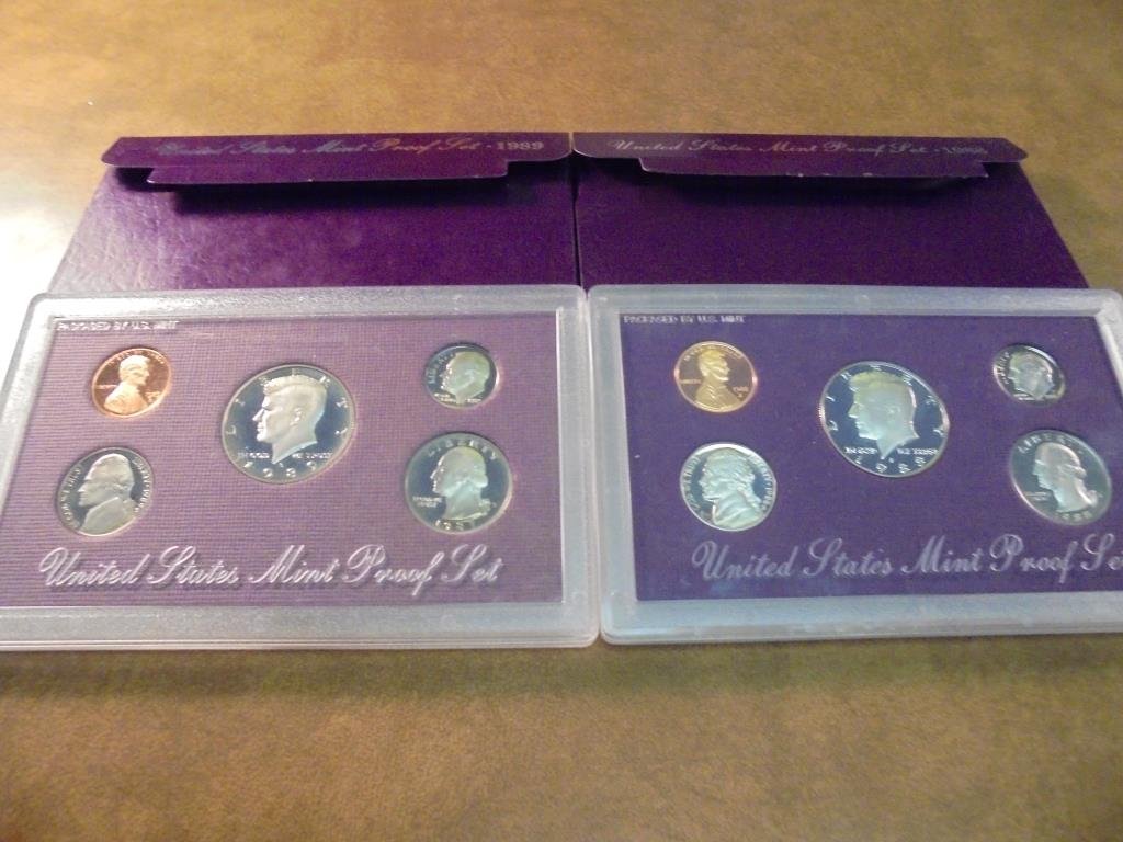 1988 & 1989 US PROOF SETS (WITH BOXES) (1 of 2)