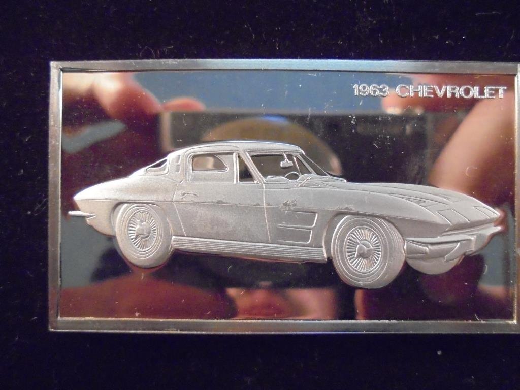 1000 GRAINS (OVER 2 OZ.) STERLING SILVER PF INGOT 1963: 1963 CHEVROLET CORVETTE