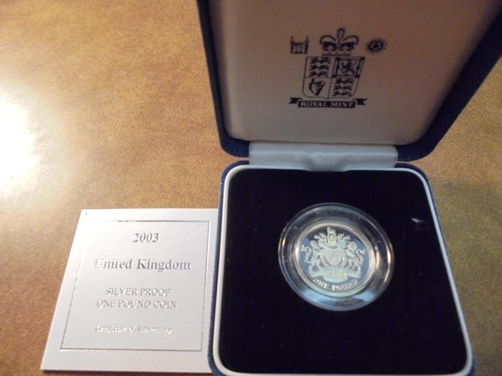 2003 UNITED KINGDOM SILVER PROOF 1 POUND COIN ORIGINAL (1 of 2)