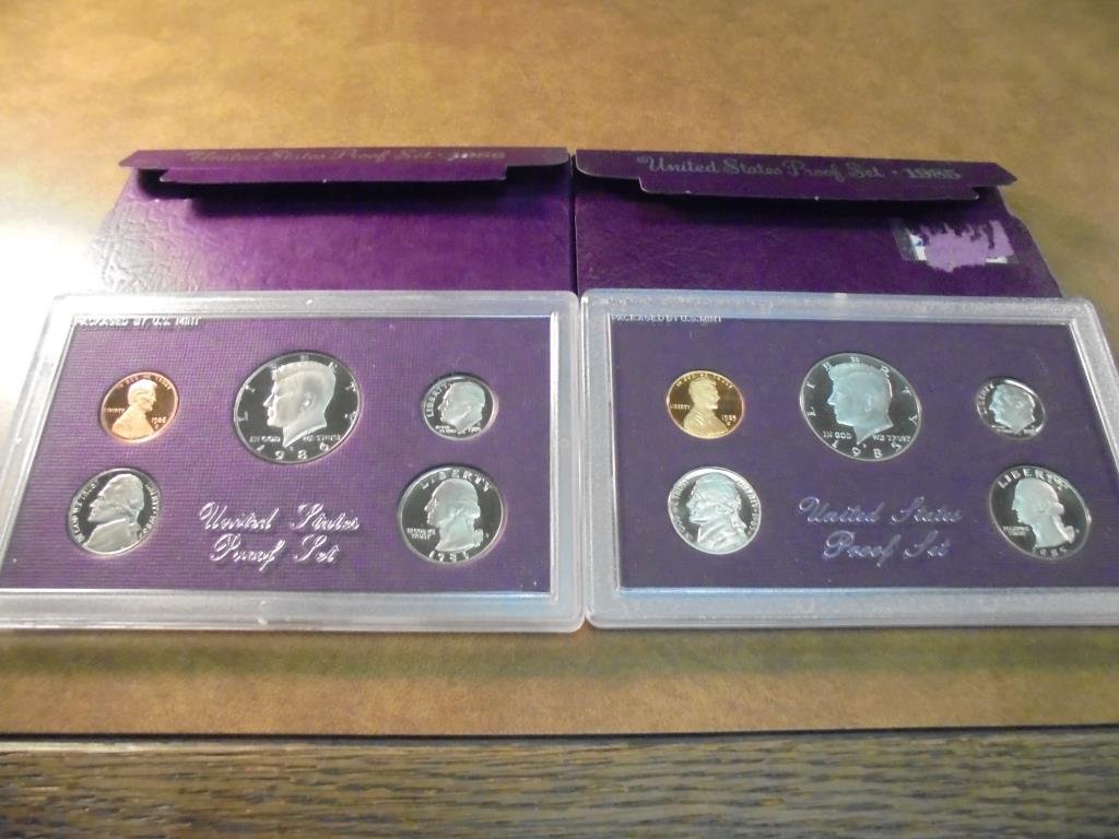 1985 & 1986 US PROOF SETS (WITH BOXES) (1 of 2)