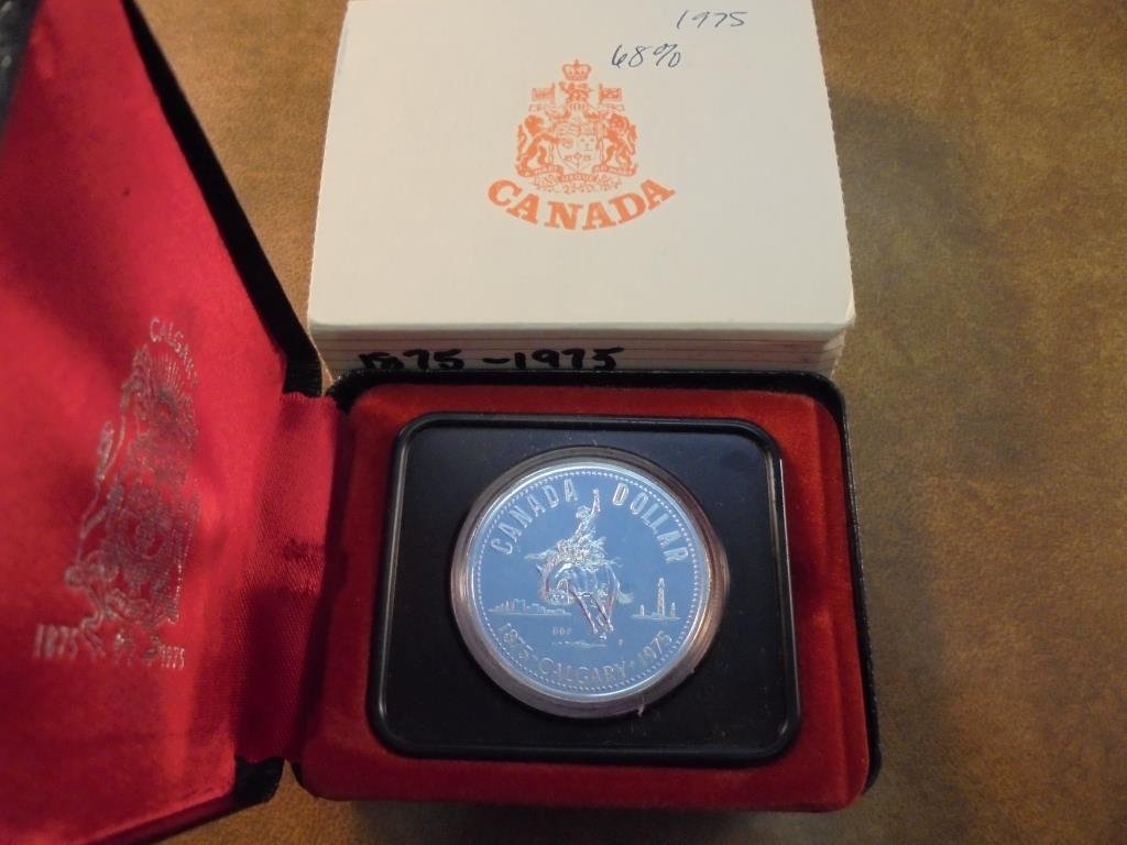 1975 CANADA CALGARY SILVER DOLLAR PROOF .3750 OZ. ASW, (1 of 2)