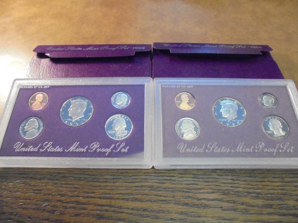 1989 & 1990 US PROOF SETS (WITH BOXES) (1 of 2)