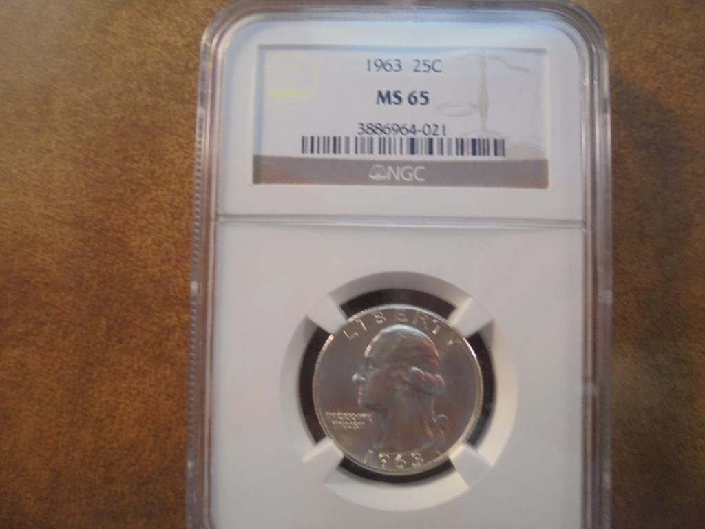 1963 WASHINGTON SILVER QUARTER NGC MS65 (1 of 2)