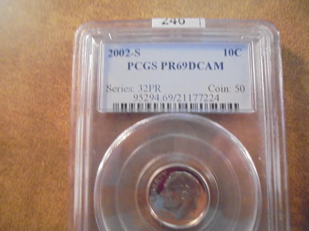 2002-S ROOSEVELT DIME PCGS PR69 DCAM: You must call or email us with your credit card number directly