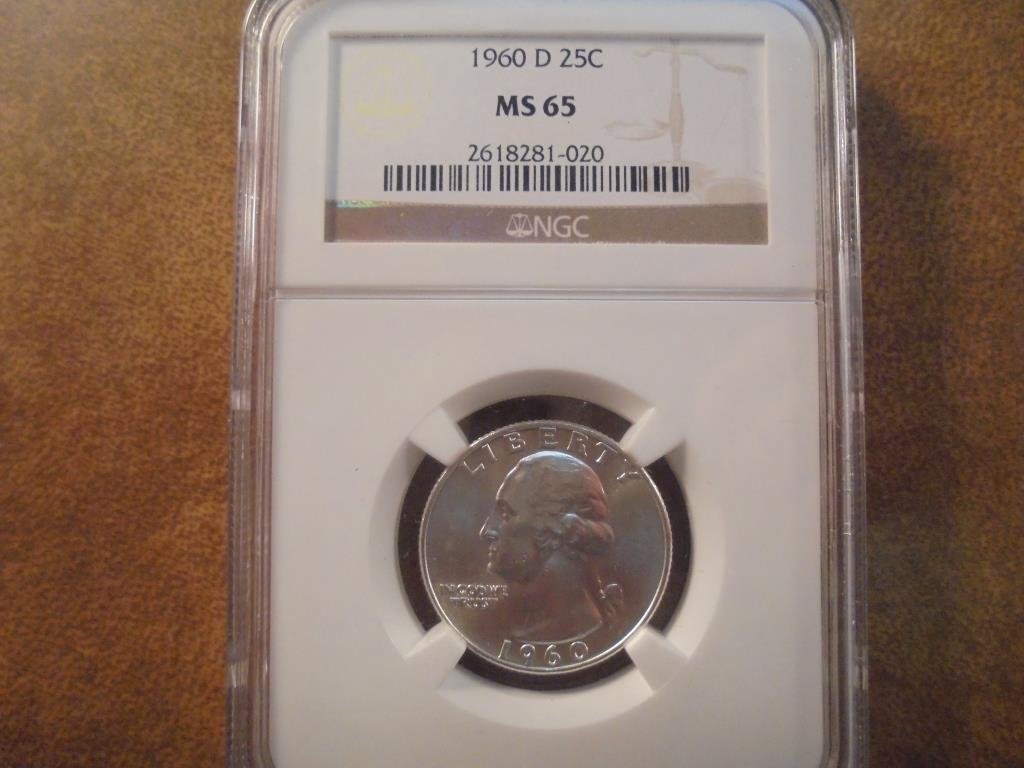1960-D WASHINGTON SILVER QUARTER NGC MS65 (1 of 2)