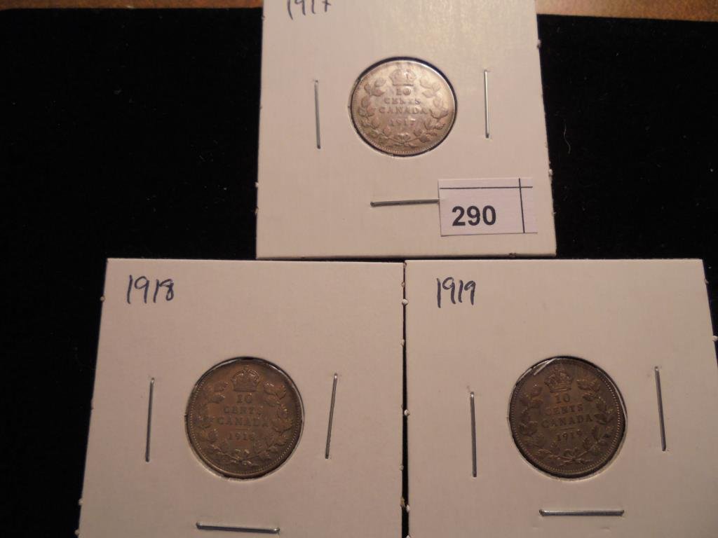 1917,18 & 19 CANADA SILVER 10 CENTS (1 of 2)
