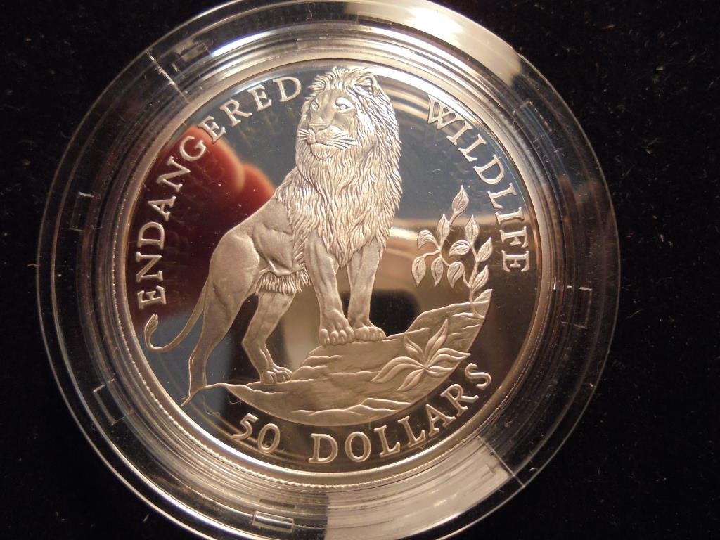1991 COOK ISLANDS ENDANGERED WILDLIFE $50 SILVER PROOF (1 of 2)