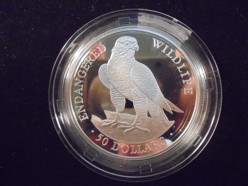 1991 COOK ISLANDS $50 SILVER PROOF ENDANGERED WILDLIFE (1 of 2)