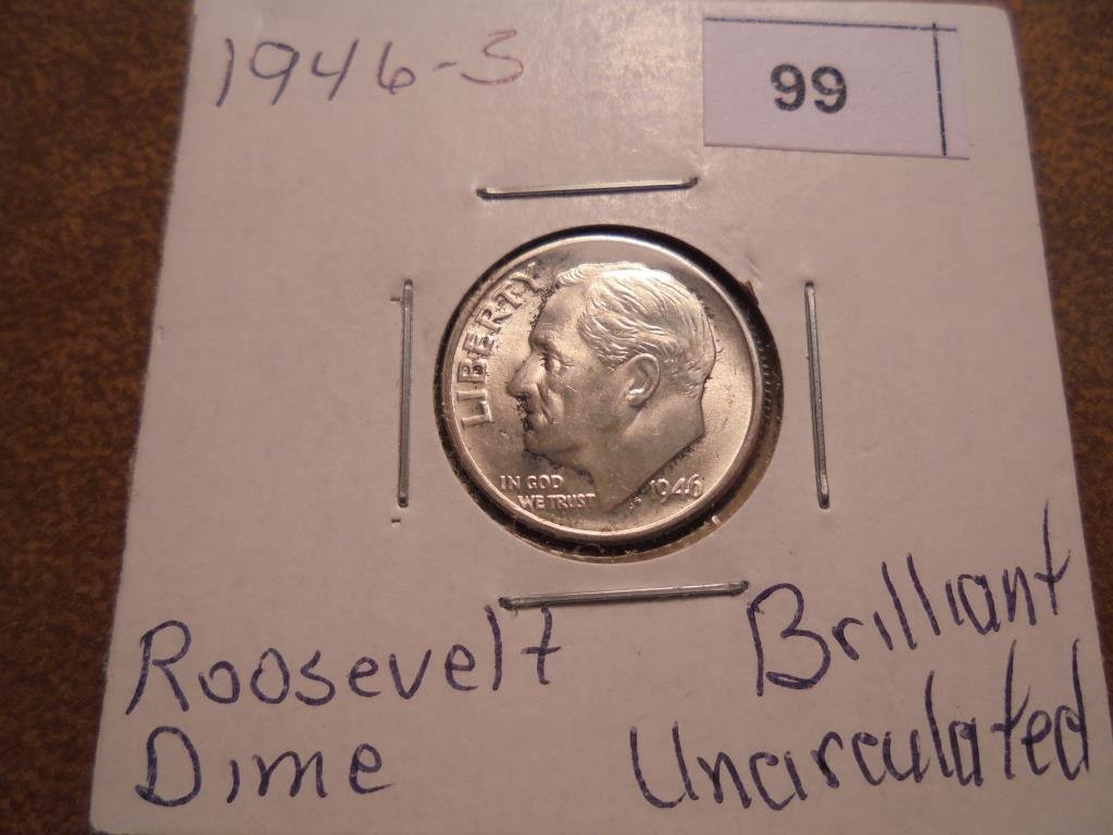 1946-S SILVER ROOSEVELT DIME UNC (1 of 2)