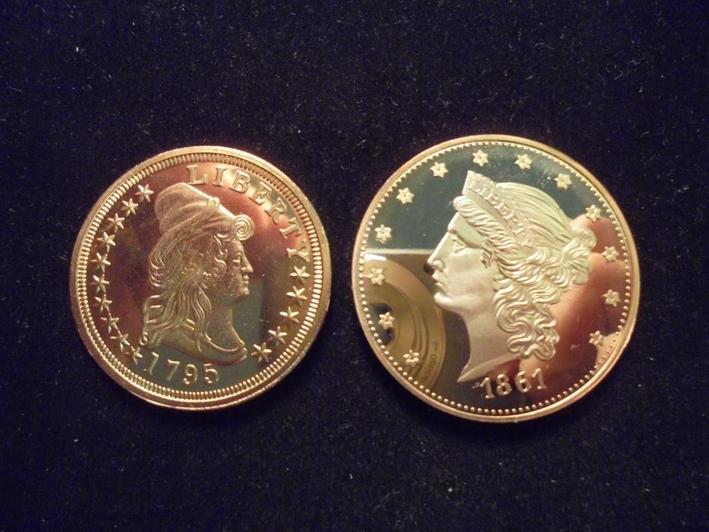 COPIES OF 1795 HALF EAGLE & 1861 DOUBLE EAGLE GOLD: You must call or email us with your credit card number directly