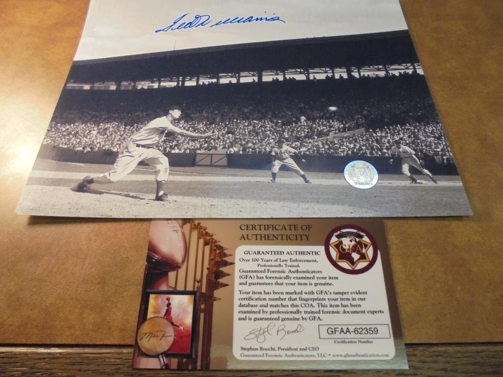 TED WILLIAMS 8X10 SIGNED PHOTOGRAPH GFA CERT. OF (1 of 3)