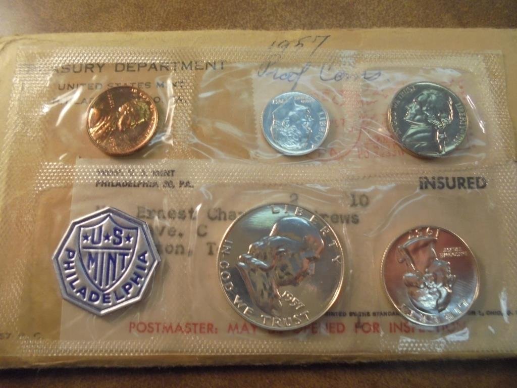 1957 US SILVER PROOF SET (WITH ENVELOPE) (1 of 2)