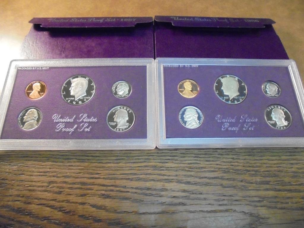 1986 & 1987 US PROOF SETS (WITH BOXES) (1 of 2)