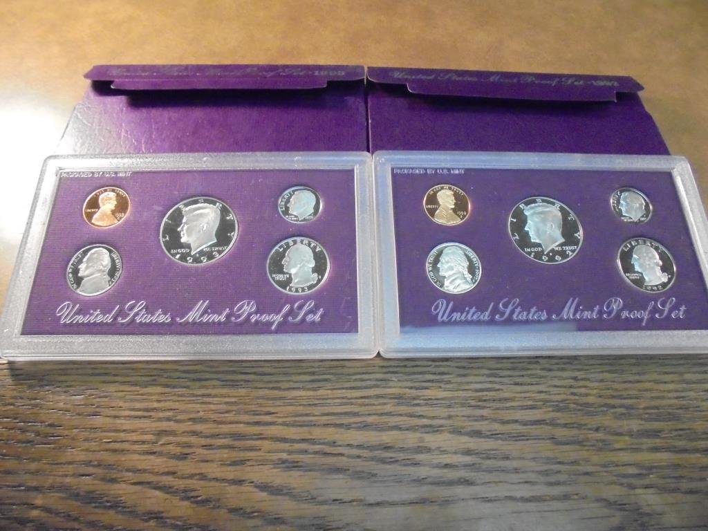 1992 & 1993 US PROOF SETS (WITH BOXES) (1 of 2)