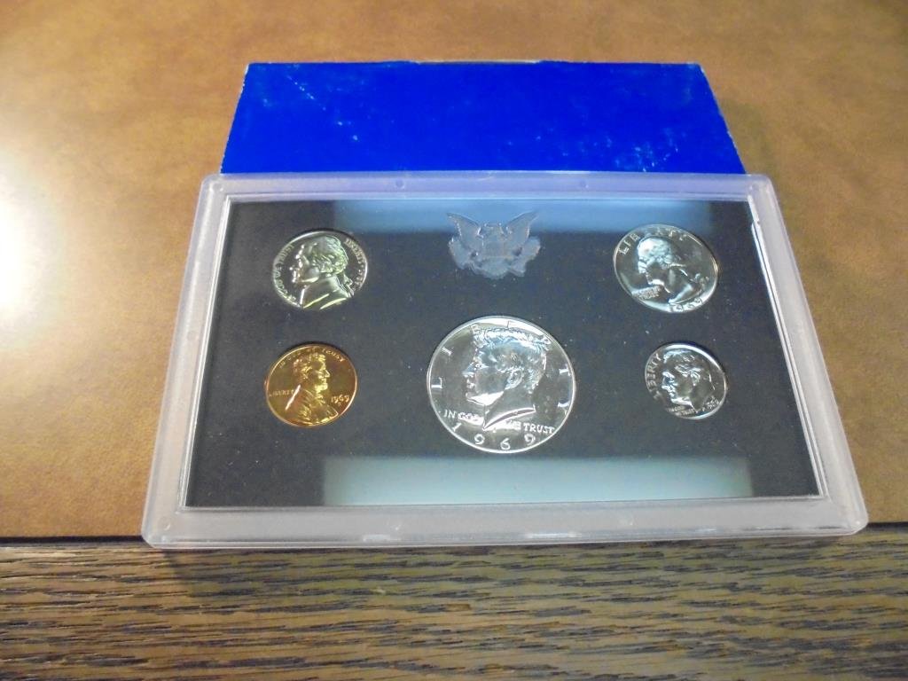 1969 US PROOF SET WITH BOX, 40% SILVER JFK HALF (1 of 2)